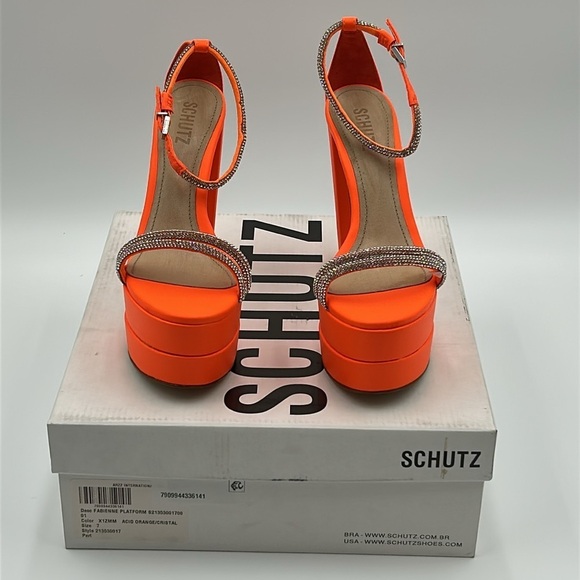 2082- Schutz Orange Platform Heels Size 7 B NWT - Picture 10 of 13